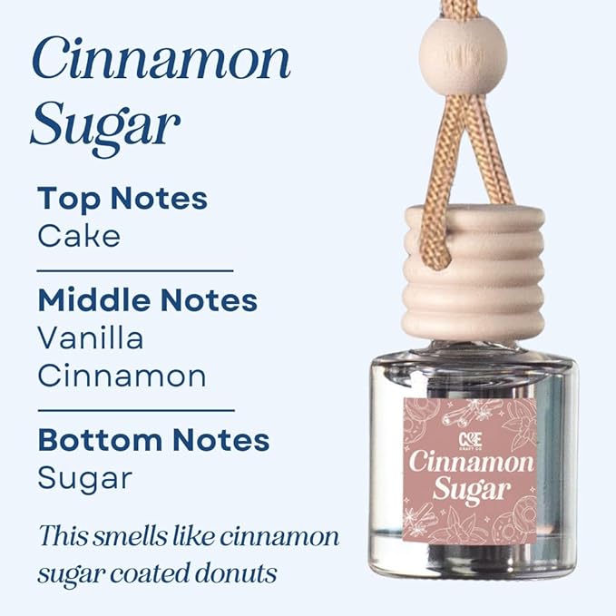 CANDECraftCo Car Air Hanging Fragrance Oil, Car Auto Freshener for Essential Oils, Scents Fragrance Aromatherapy Automobile Diffuser, Long Lasting (Cinnamon Sugar)