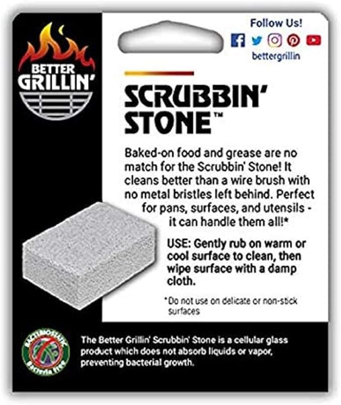 Better Grillin Scrubbin Stone Grill Cleaner-Scouring Brick/Barbecue Grill Brush/Barbecue Cleaner for BBQ, Griddle, 4pk