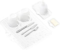 Silicone Dish Drying Mat for Kitchen Counter, Dish Drying Pad, Non-Slip Drain Pad with Built-in Drain, Heat Resistant Stone Drying Mat,Ivory-1Set-XL