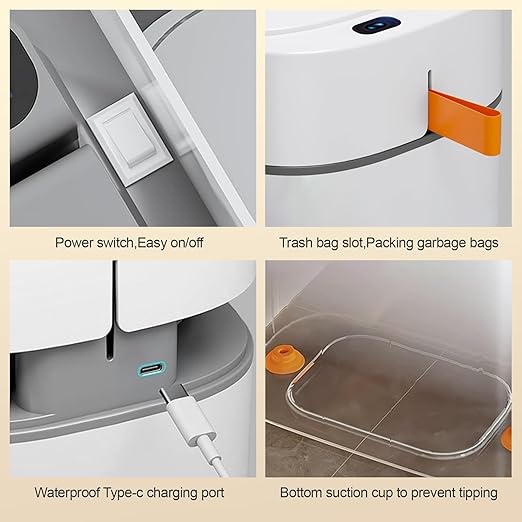 MOPALL Bathroom Trash Can with Lid, Motion Sensor Trash Can Automatic Touchless, 3.5 Gallon Smart Garbage Can with Lid,Auto-Adsorption Slim Small Waste Basket for Bedroom,Bathroom,Kitchen