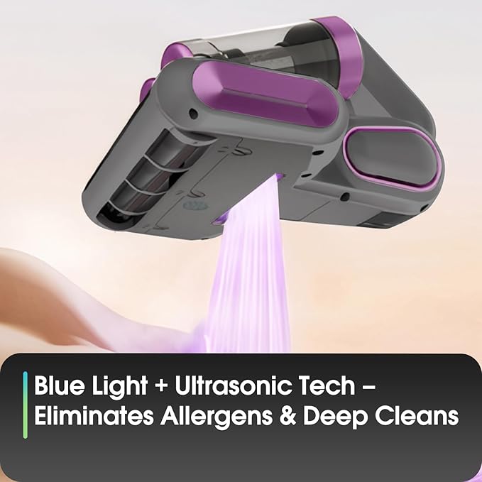 Cordless Handheld Vacuum for Mattress, Sofa & Carpet - Strong Suction, Cleaning Light with Vibration Technology - Portable Bed, Couch, Furniture Cleaner（Grayish Purple）