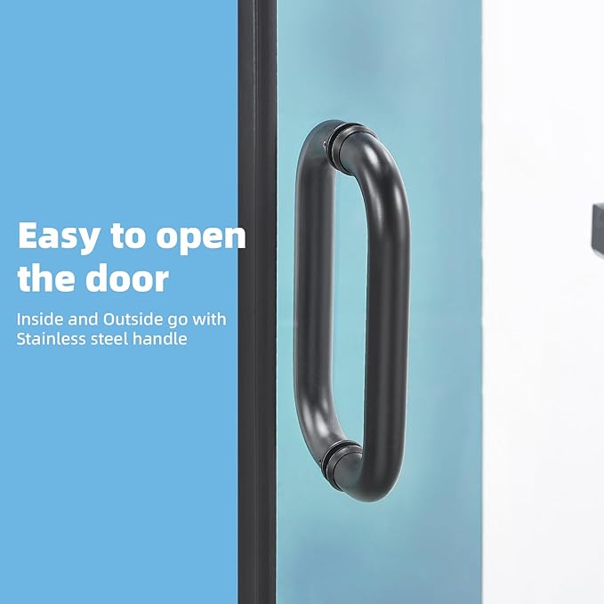 Pivot Shower Door, Adjustable Width 58.5-60" W x 76" H Hinged Shower Glass Door with 3/8" (10mm) Clear SGCC Tempered Glass with Nano Easy-Clean Coating, L01 Matte Black