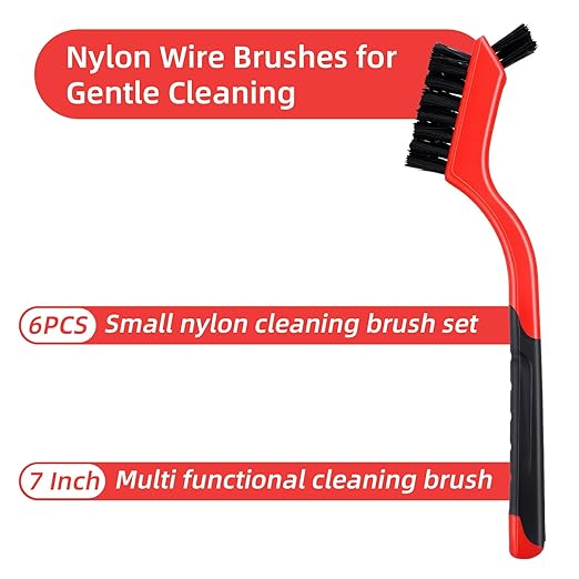 6 Pack Nylon Brush for Cleaning Small Cleaning Brushes Mini Nylon Brush Set for Clean Dust in Holes Non Scratch Nylons Bristles Car Detailing Brushes for Tight Space Delicate Surfaces Daily Clean