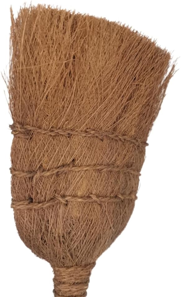 Palm Fiber Handheld Small Broom, Natural Bristle, Handmade Mini Fireplace Broom Brush