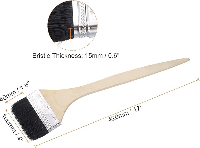 uxcell 3pcs Bent Radiator Paint Brush 4" Width Curved Wall Paint Soft Bristle Brushes with Long Wood Handle for Painting DIY Wall Treatment