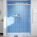Glass Sliding Shower Door 56-60" W x 72" H, Semi Frameless Double Sliding Bathroom Shower Door, 1/4"(6mm) Clear Tempered Glass, Nano Easy Cleaning Coated, ANSI Cerified, Polished Chrome