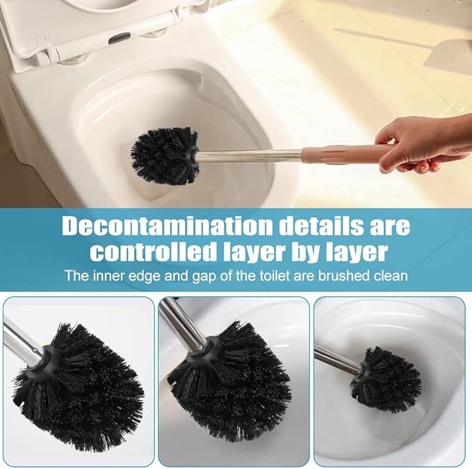 2PCS Toilet Bowl Brush Replacement Head, Toilet Brush Head Replacement with Durable Stiff Bristles, Cleaning Tool for Home Hotel Bathroom (Black)