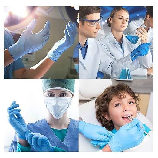 Basic Medical Synmax Vinyl Exam Gloves - Latex-Free & Powder-Free - Large, BMPF-3003 Blue 2 Boxes of 100