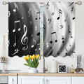 Modern Kitchen Curtains Black and White Music Notes Dancing Short Tier Curtains for Bathroom Cafe Small Window Drapes Treatment 2 Panels (27.5x39 Inch)