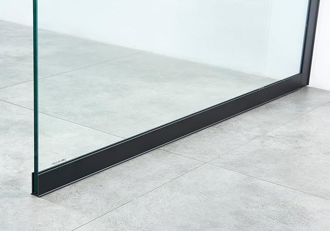 Shower Screen 36" x 76" Half Frameless Shower Wall Panel, Tempered Glass 3/8 inch, Easy to clean Coating, Fixed Glass Shower Door with Hardware (Matte Black)