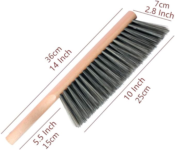 Soft Bristle Hand Brush Wooden Handle for Woodworking Shop Bench, Sawdust Removal Non-Scratch 14 Inch Long (Gray)