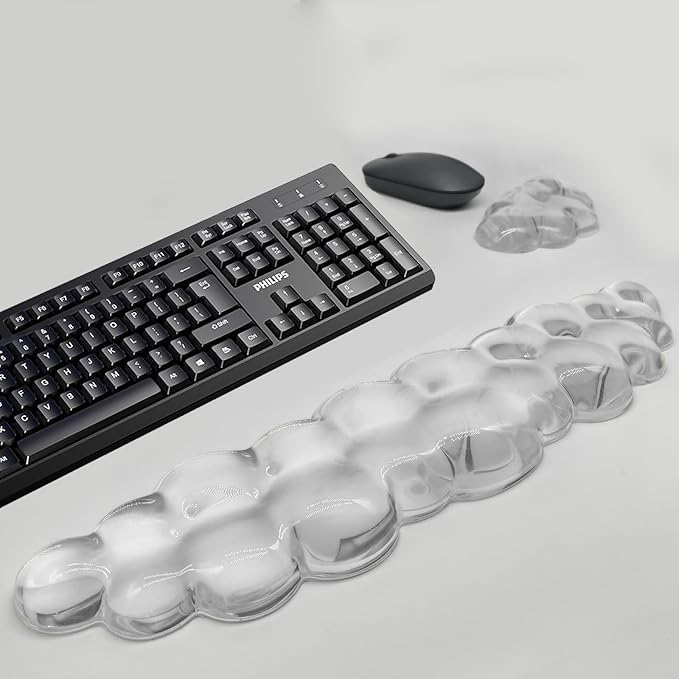 Gel Cloud Keyboard & Mouse Wrist Rest Cloud Wrist Rest Ergonomic Keyboard and Mouse Pad Support for Pain Relief Office Computer Laptop Gaming. (White)