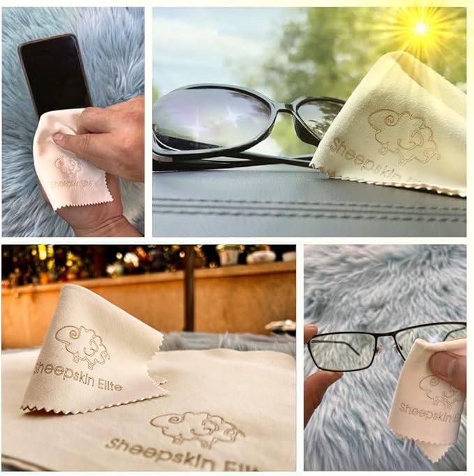 Natural Chamois Leather Eyeglass Cleaning Cloth Camera Lens Cleaning Cloths Screen Cleaning Cloth Glasses Cleaning Cloth Tablets Cloth Chamois Cleaning Cloths for Eyeglasses (4 Packs, Small)