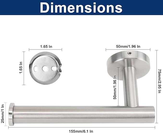 NearMoon Bathroom Toilet Paper Holder, Premium SUS304 Stainless Steel Rustproof Wall Mounted Toilet Roll Holder for Bathroom, Kitchen (3 Pack, Brushed Nickel)