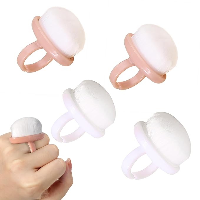 4Packs Nail Dust Cleaning Brush Ring,Soft Brushes for Clean Up Fingernails and Toenails Small Portable Nail Scrubber Brush Nail Duster Tools for Manicure and Pedicure (pink and white)