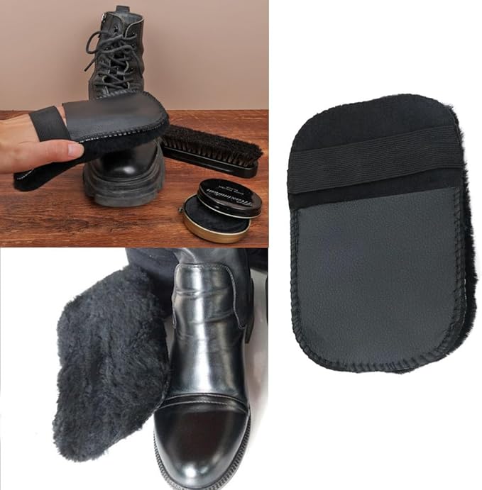 2 Pack Shine Shoes Cloth Shoes Polishing Gloves Shoe Shine Buffing Cloth Polish Dauber Applicators Cleaning Glove for Leather Shoes Boots Mink Oil Cream Knee High Boots Polish Care Kit