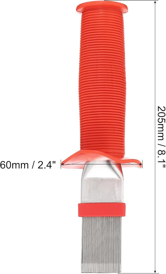 PATIKIL Air Conditioner Fin Comb, Stainless Steel Threaded Handle AC Coil Cleaner Brush Fin Straightener Condenser Coil Repair Too for Radiator Refrigerator Evaporator, Red Silver