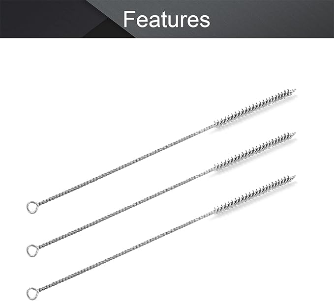 Utoolmart Steel Wire Tube Brush, Stainless Steel Spiral Power Bottle Cleaning Brush Long-Handle Bristle Pipe Cleaning Tool, 0.3-inch Diameter 12-inch Length,10pcs