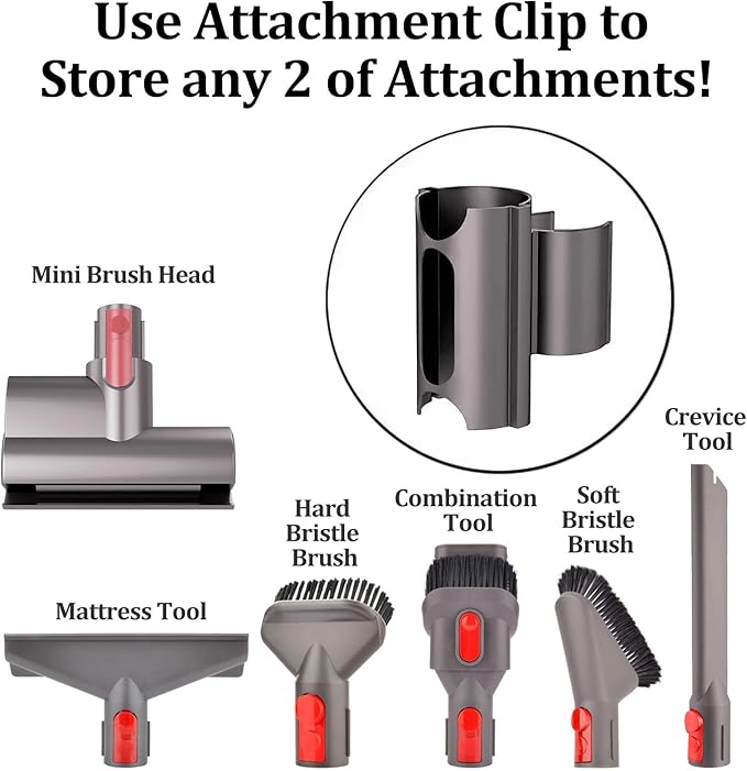 PCOMBEU For Dyson Accessory Holder,Cordless Vacuum Attachments Parts Holder with Dyson V8 V11 V7 V10 V15 V6 G5,Compatible with Vacuum Extension Poles Securely Holds Two Accessories & Rotates 360°
