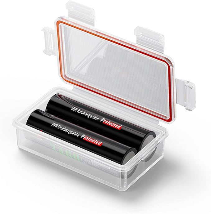 Fielect 2 x 18650 Battery Storage Case Holder Organizer Box Transparent 2Pcs