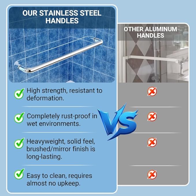 Glass Sliding Shower Door 56-60" W x 72" H, Semi Frameless Double Sliding Bathroom Shower Door, 1/4"(6mm) Clear Tempered Glass, Nano Easy Cleaning Coated, ANSI Cerified, Polished Chrome