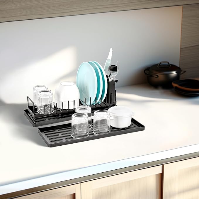 Cup Drying Rack Dish Drying Water Bottle Dryer Rack Long Kitchen Sink Counter Drainer Over Tray Plate Forks Glass Cups Spoons Organizer