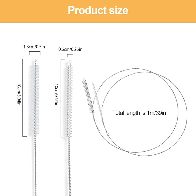 4 Pcs Extra Long Pipe Cleaners,Straw Cleaner Brush Extra Long,Tube Cleaning Brush Suitable for Cleaning Feeding Tubes