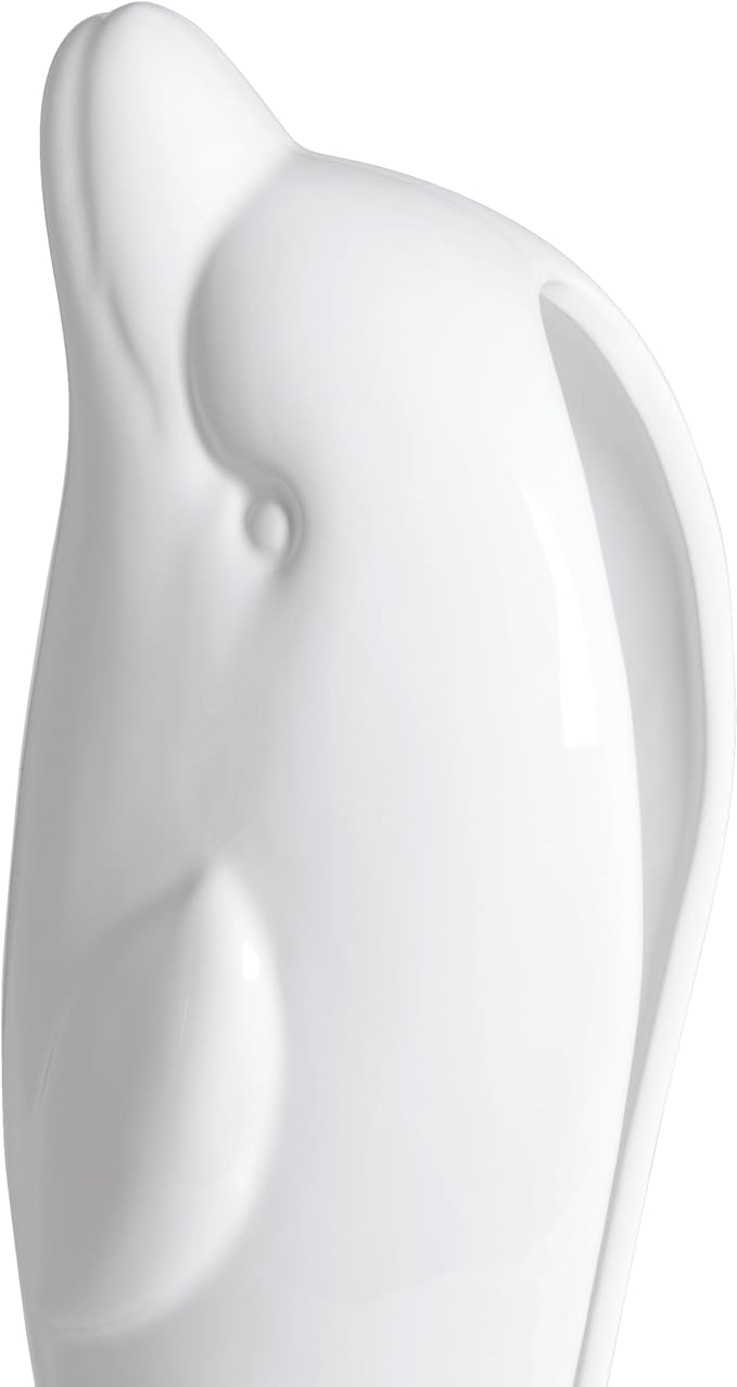 Dolphin Ceramic Toilet Brush Holder with Plastic Brush Set-White by Allure Home Creation