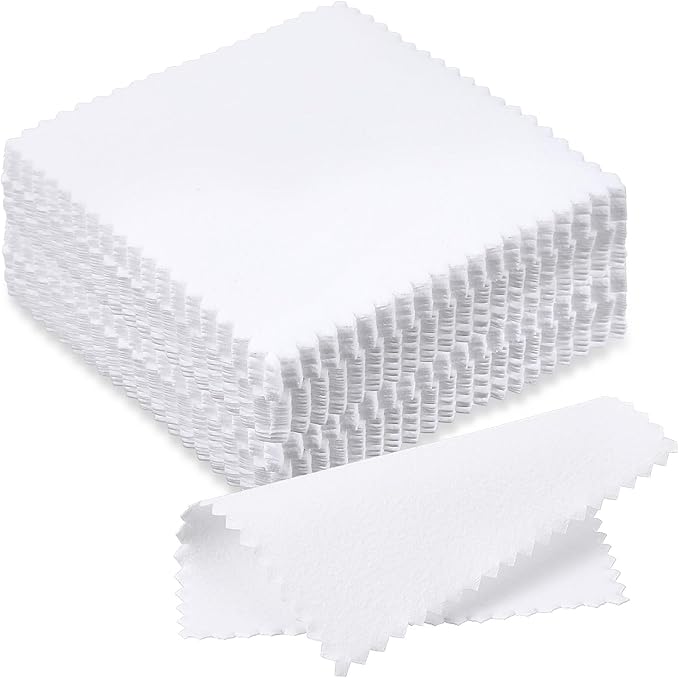 50PCS Jewelry Polishing Cloth,Professional Double-Sided Cleaning Cloth for Jewelry Sterling Silver Gold Platinum Watch Coins and More (3.15" X 3.15")