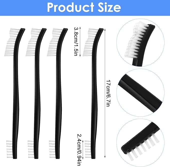 8PCS Small Cleaning Brush - Double Ended Nylon Brushes for Cleaning - Crevice Detail CleaningBrush for Small Spaces, Stiff Nylon Bristle Brush for Jewelry Bicycle Car Shower Head