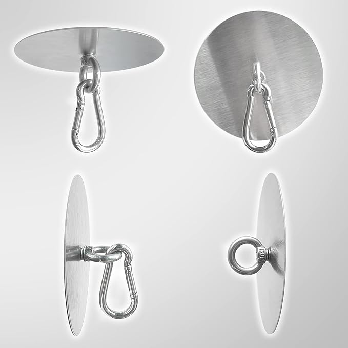 Adhesive Ceiling Hooks 4 Pack Stainless Steel Sticky Pad Eye Plate Snap Hooks Wall Hooks Wind Chime Hanger for Hanging Plants Wind Spinners Decorations in Bathroom Kitchen Porch RV No Drill