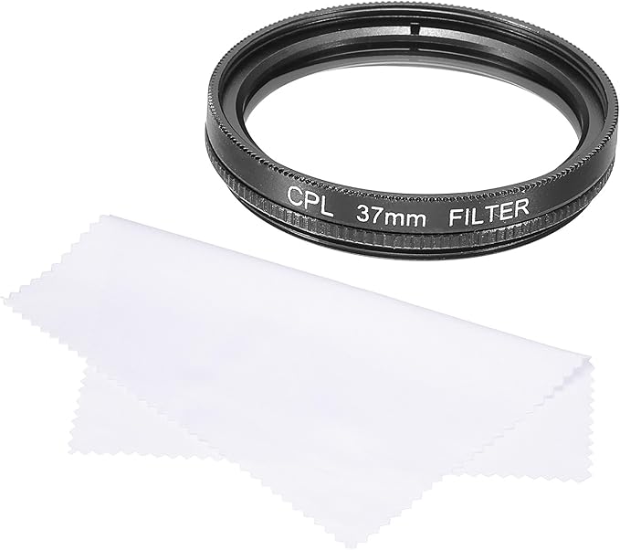 MECCANIXITY 37mm Circular Polarizer Filter, Double Sided Multi-Layer Coatings Polarizing Filter with Cleaning Cloth for Camera Lens