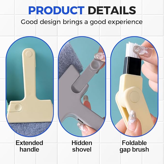 Magic Window Track Cleaner, 2025 New Magic Window Cleaning Brushes, Window Groove Cleaning Brush Tools Set, Hand-held Crevice Cleaning Brush for Window Slides and Gaps (Blue)