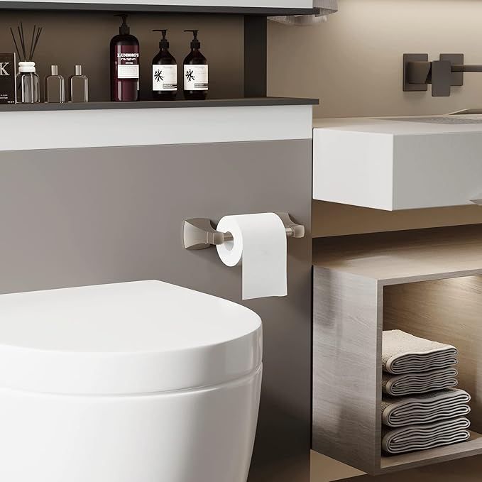 Brushed Nickel Toilet Paper Holder Bathroom Double Post Pivoting Tissue Roll Holder Stainless Steel and Zinc Alloy Wall Mount