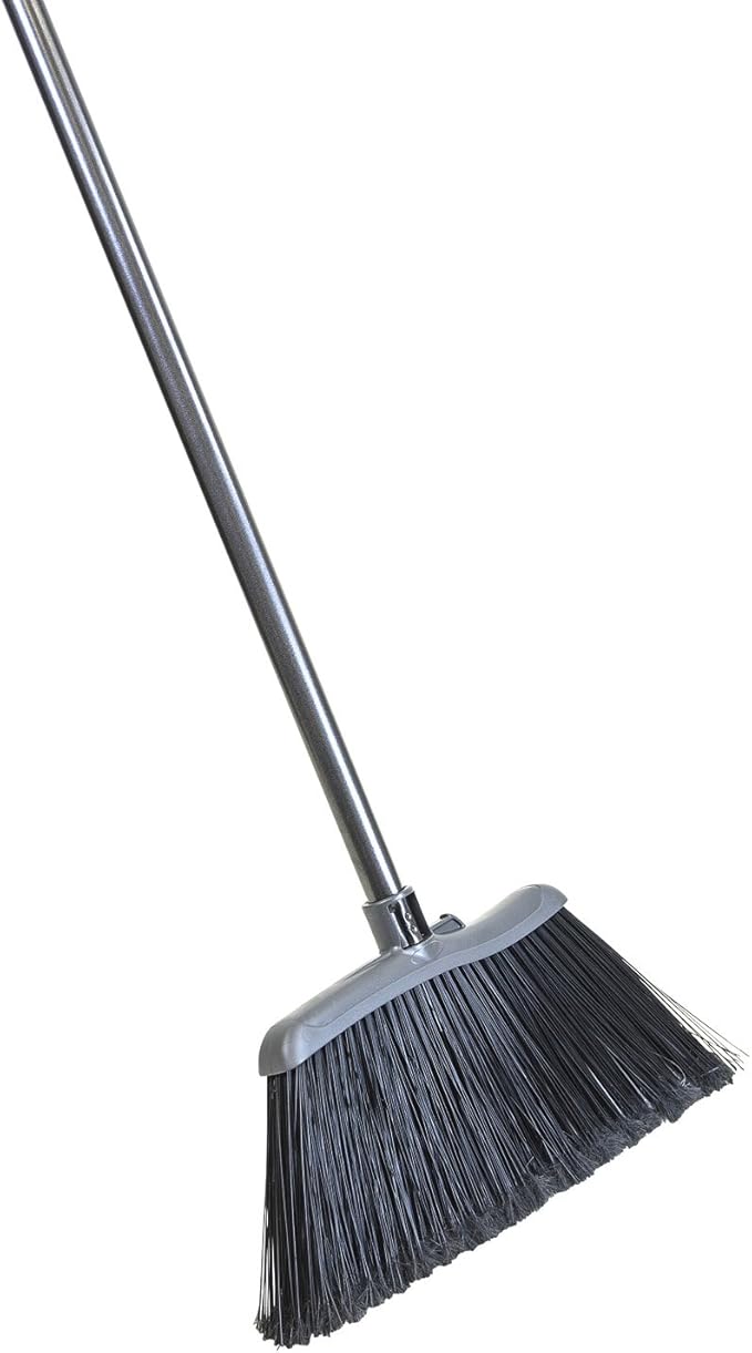 Quickie Multisurface Large Twin Fiber Angle Broom, Black, Indoor/Outdoor, Extra Large 15 inch Sweep, Professional Grade Sweeping, Long Fibers, Use on Wood/Laminate/Tile/Vinyl/Cement