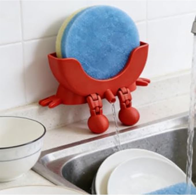 Cute Hanging Sponge Holder with Drainage, 3D Printed Sponge Holder, For Scrub Daddy Holder, Funny Sponge Stand for Kitchen Sink, Keeps Your Sponge Dry & Smiling, No sponge ﻿ (Black)