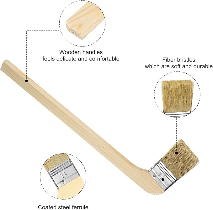 HARFINGTON Paint Brush 3Pcs 1.5" Brush Width Reusable Variety Angled Bend Brushes Radiator Paint for All Latex Oil Painting Furniture Walls Treatment, Brown