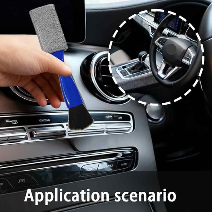 Double-Headed Car Cleaning Brush, Car Detailing Brush, Durable, Easy to Store Without damaging Interior Surfaces; Suitable for Cleaning dashboards (1PCSBlue)