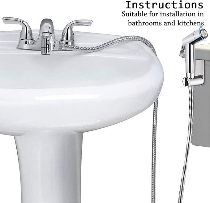 Handheld Bidet Sprayer Toilet Bathroom Douche Cloth Washing Diaper Cleaning Shower Head with with 2 Way Shower Diverter, 59in Hose and Hand Shower Holder