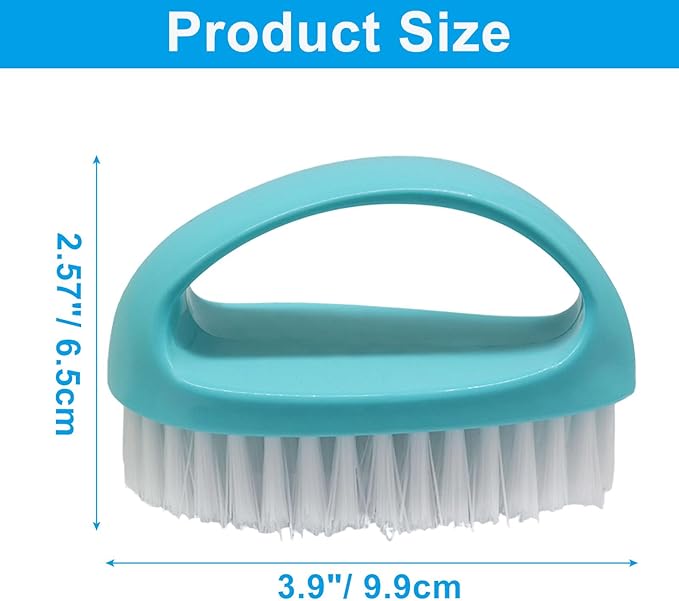 Hordion 2 Pack Hand Nail Brush, Heavy Duty Scrub Brush Nylon Stiff Bristles Small Cleaning Brush with Handle for Bathroom Showe Sink Kitchen Bathtub Floor(Green, Blue)