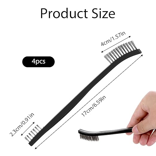 4 Pcs Small Cleaning Brushes, Small Wire Brush for Cleaning, Double-Ended Detail Cleanings Brush for Cleanings Welding Slag and Rust