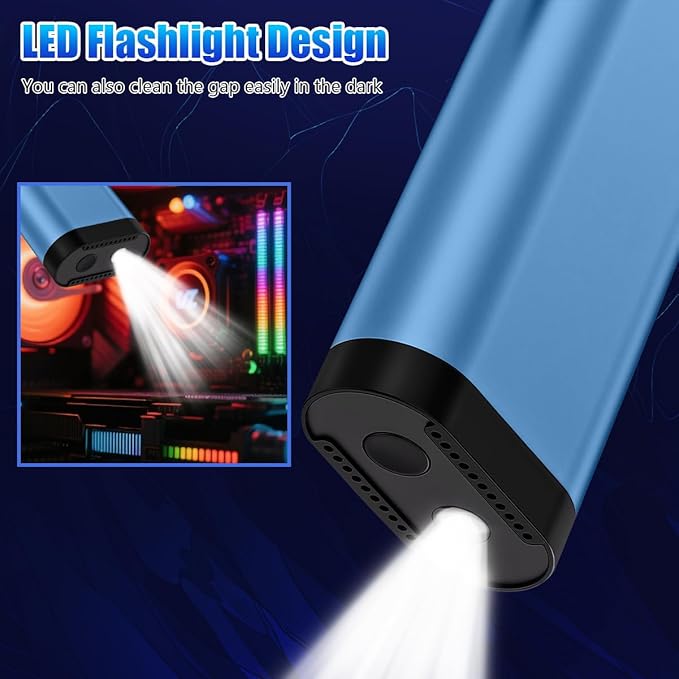 DSHDING Metal Compressed Air Duster - 180000RPM High-Speed Mini Blower Cordless & Vacuum Cleaner with LED Light, 3-Gear Adjustable Rechargeable Dust Blower for PC, Keyboard, Outdoor, House and Car