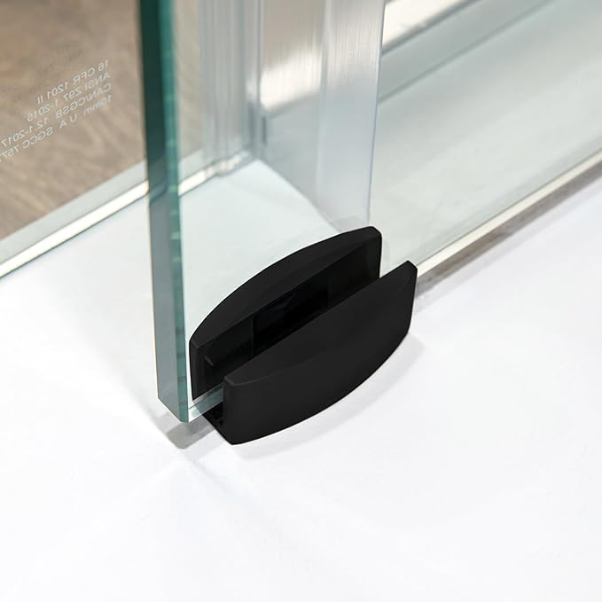 Woodbridge Frameless Single Sliding Shower Doors in Matte Black Finish, 45.5-48" Width x 76" Height with 3/8"(10mm) Clear Tempered Glass, Soft Close System and Explosion-Proof Film, BSDC4876-MB