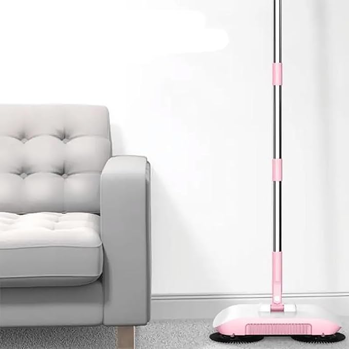 Hand Push Floor Sweeper, Push-Type Sweeping Machine With Anti-slip Handle, Quick Dust Removal and Adjustable Rod Length, Low Noise and No Electricity Required, for Home, Office, Carpet Cleaning