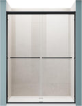 ELEGANT Double Sliding Shower Door 50-54" W x 72" H, Semi-Frameless Bypass Shower Glass Door with Dual Towel Bar Handles, 1/4" Tempered Glass for Walk-in Shower, Matte Black