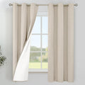YoungsTex Oatmeal Linen 100% Blackout Curtains 63 Inch Length for Bedroom, Room Darkening Thermal Insulated Drapes with Grommet Heat Blocking for Short Living Room Window, 2 Panels, 38 X 63 Inch