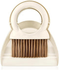 Mini Hand Broom and Dustpan Set: Small Brush and Pan for Cleaning Home, Camping, Pets - White