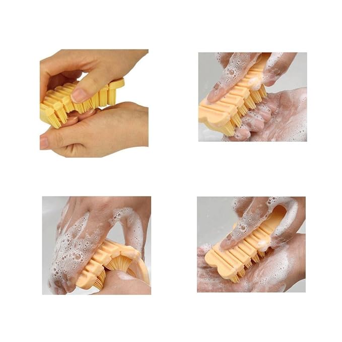Nail Scrubber Brush Kids, Finger Nails Scrub Scrubbing Cleaning Washing Brushes with Soft Bristle for Baby and Children, Animal Style and 2 Colors Choice (Yellow)