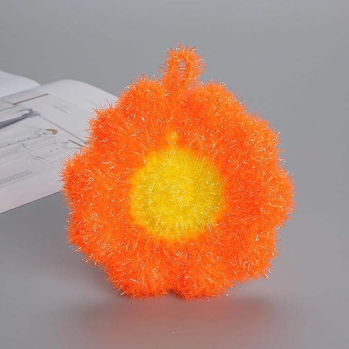 3Pcs Cute Flower Dish Scrubbers for Kitchen Korean Style Handmade Crochet Scouring Pads Non-Scratch Dish Sponges for Dishwashing Aesthetic Sink Decor Cleaning Puff