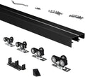 Heavy Duty Bypass Sliding Closet Door Track Hardware 84", 7 FT Aluminium Pocket Door Track Rail Set, Smoothly and Quietly, for 2 Door System,Black